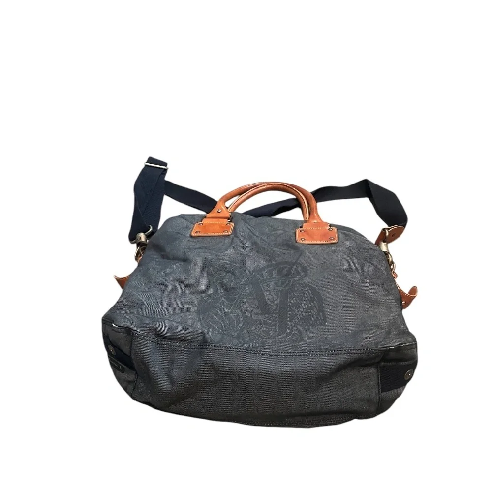 Armani Exchange Distressed leather-trimmed Denim Tote Bag‎